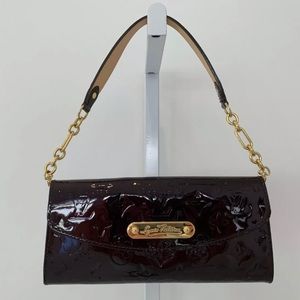 LOUIS VUITTON SUNSET BLVD AMARANTE MONOGRAM VERNIS CLUTCH BAG